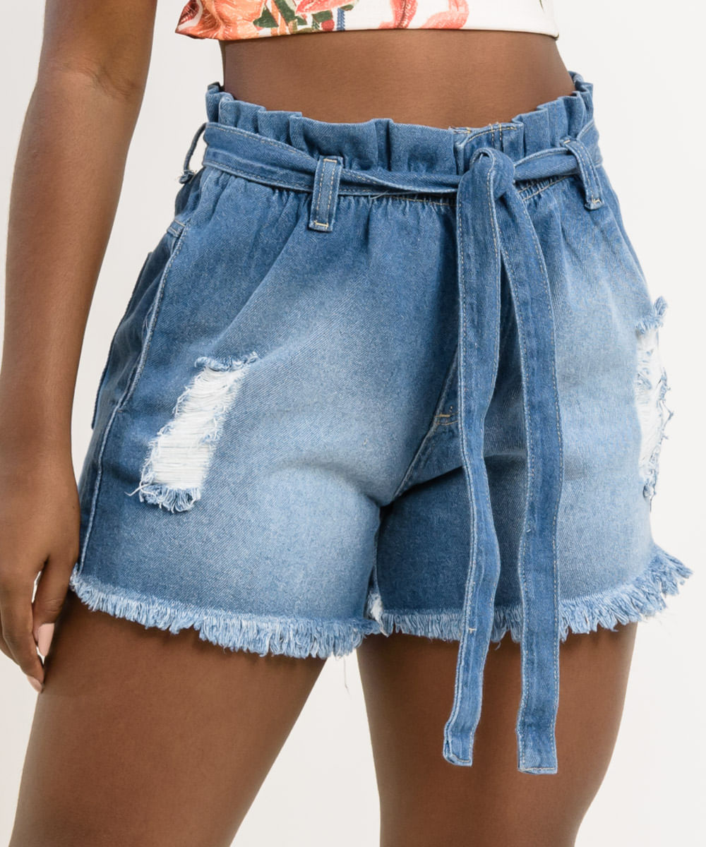 Short-Feminino-Jeans-com-Cinto-e-Barra-Desfiada